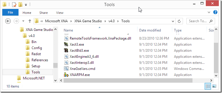 Installing XNA Tools Like XACT without Visual Studio 2010 –  