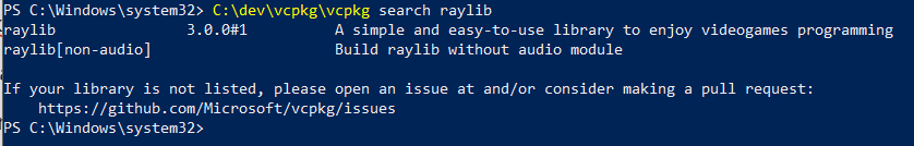 vcpkg raylib search results