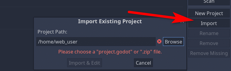 Importing your Godot Project online