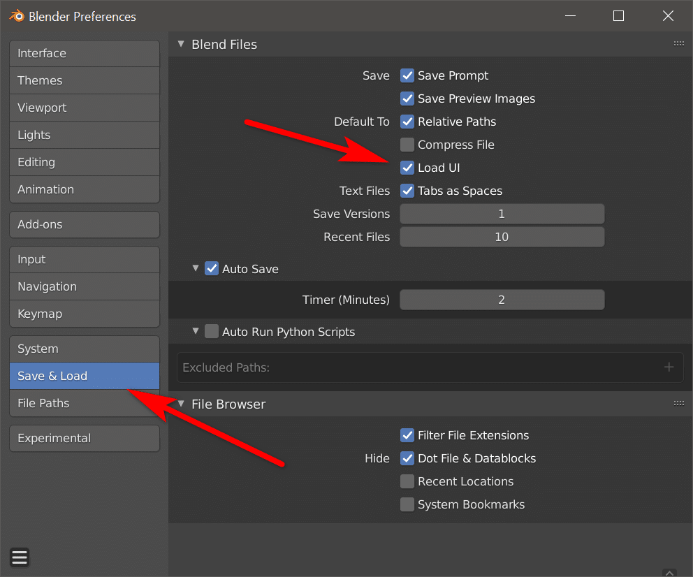 Disabling Load UI on Blend files in Blender