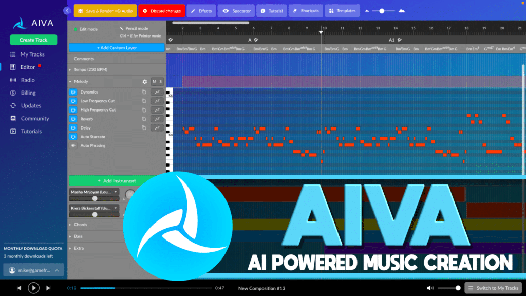 AIVA AI powered Music creation software review DAW