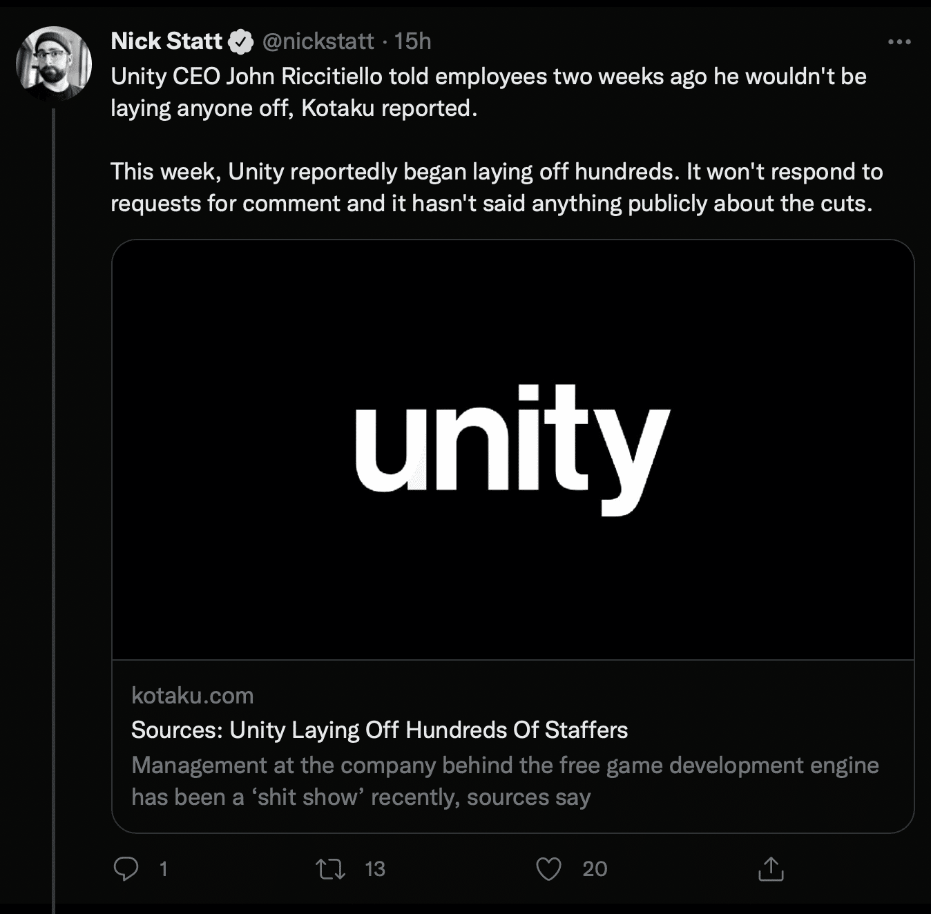 Major Layoffs At Unity