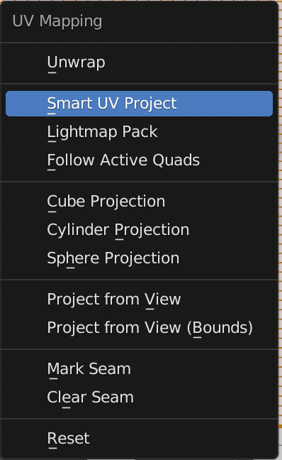 Licuadora de proyecto UV inteligente UVMap Blender 3.2