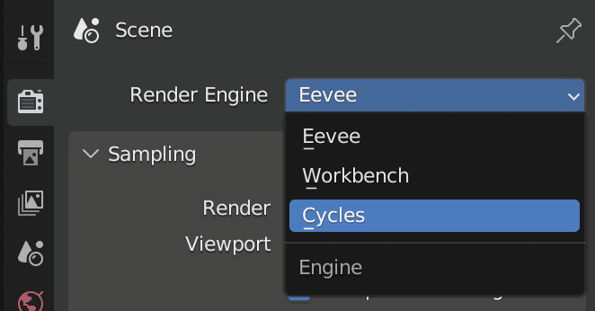 Switch to Cycles render mode