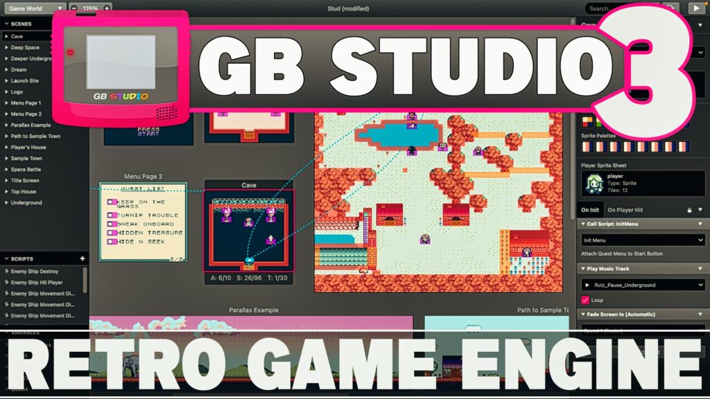 GB Studio 3 Retro Game Engine for Gameboy games