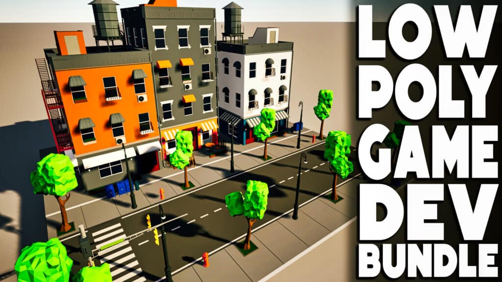 The Low Poly Game Dev Bundle is a collection of 3D assets by Eldamar Studios and Animpic Studios for low polygon style games.