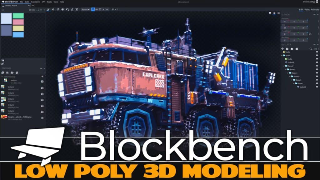 Blockbench is a powerful and easy to use 3D modeling app for Low polygon game objects with painting and animation features.