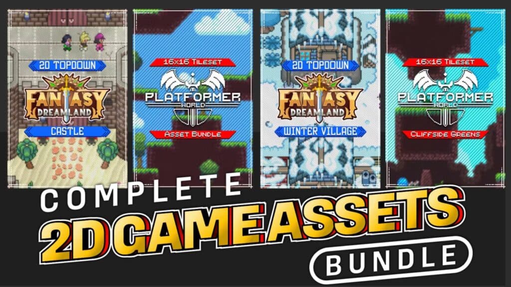 The Complete 2D Game Assets Humble Bundle is a huge collection of 2D game sprites, tiles and tilemaps and more on Itch.io
