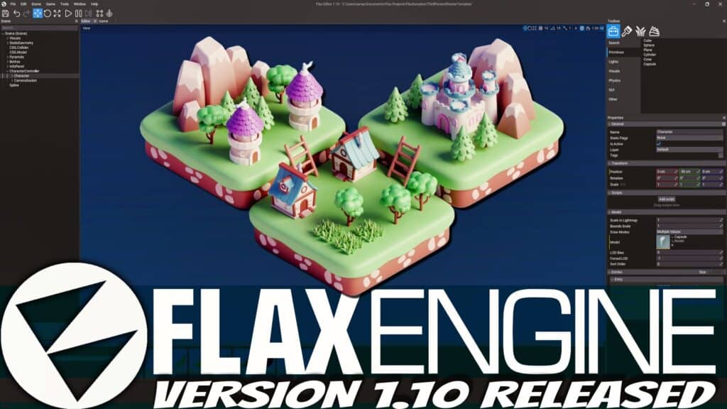 The cross platform 3D game engine Flax just released Flax Engine 1.10 for Windows, Mac and Linux with a new mesh format and more