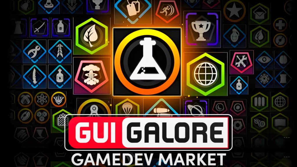 The GUI Galore by GameDev Market Humble Bundle is a huge collection of GAME user interface UI assets for a variety of game engines