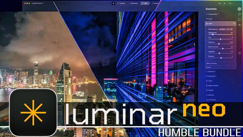 The Luminar Neo Neon & Noir Humble Bundle contains the excellent Adobe photoshop/lightroom alternative Luminar Neo and more