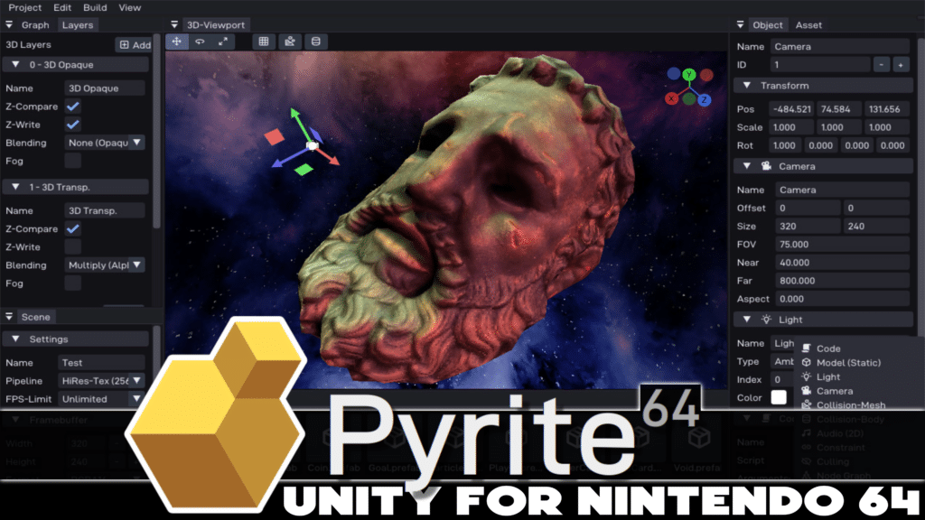 Pyrite64 is an amazing game engine, with a Unity style editor, for creating Nintendo 64 ROMS, that run on actual N64 hardware