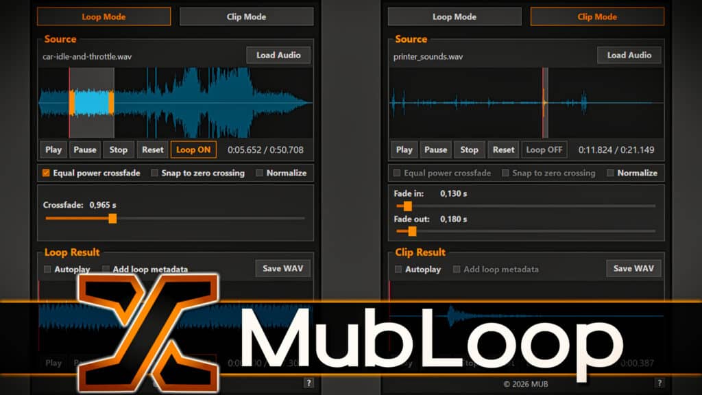 MubLoop is a free windows based development tool for gamedev audio, specifically loops, cuts and clips.
