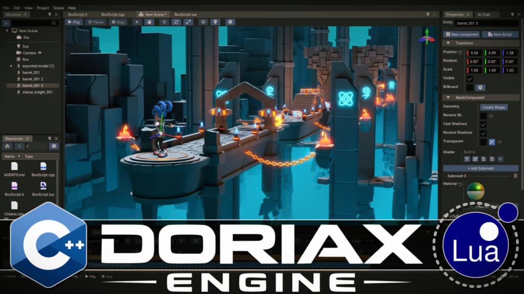 Doriax Game Engine Hands-On - A Shockingly powerful open source C++ and Lua powered 2D/3D game engine